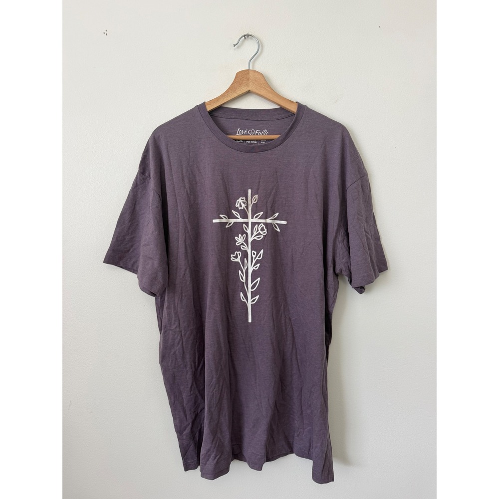 Love in Faith Purple Floral Cross T-Shirt – Women's 2X – NWOT